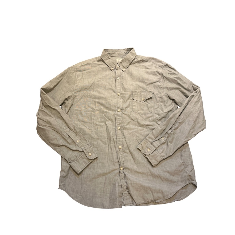 J Crew‎ Mens XL Chambray Button Down Shirt Long Sleeve 2 Ply Cotton Casual
